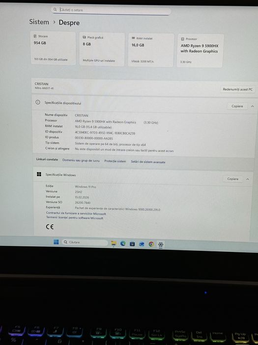 ACER Nitro 5 Ryzen 9 | RTX 3070 | 144HzCA NOU (19 zile funcționare) |