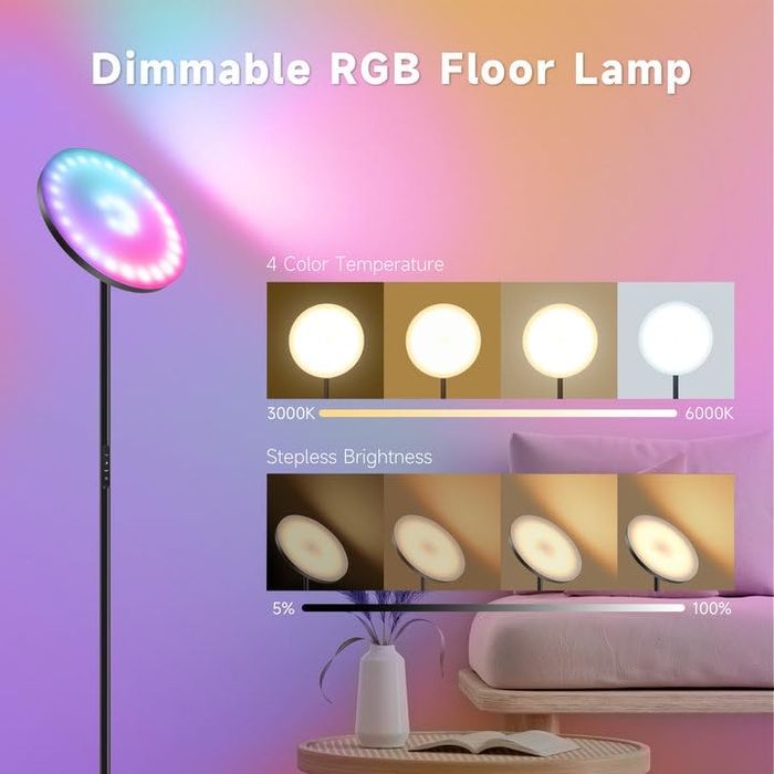 LED подова лампа OTREN/3000K-6000K/36W/димируема/RGB/дистанционно уп-е