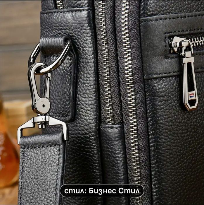 Мъжка универсална кожена бизнес чанта /Луксозно куфарче за лаптоп 15”!