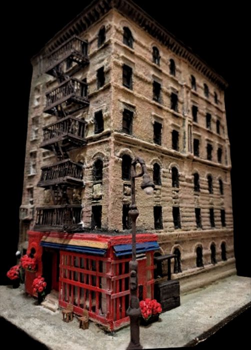 Арт интерпретация на емблематичната ъглова фасада от сериала приятели