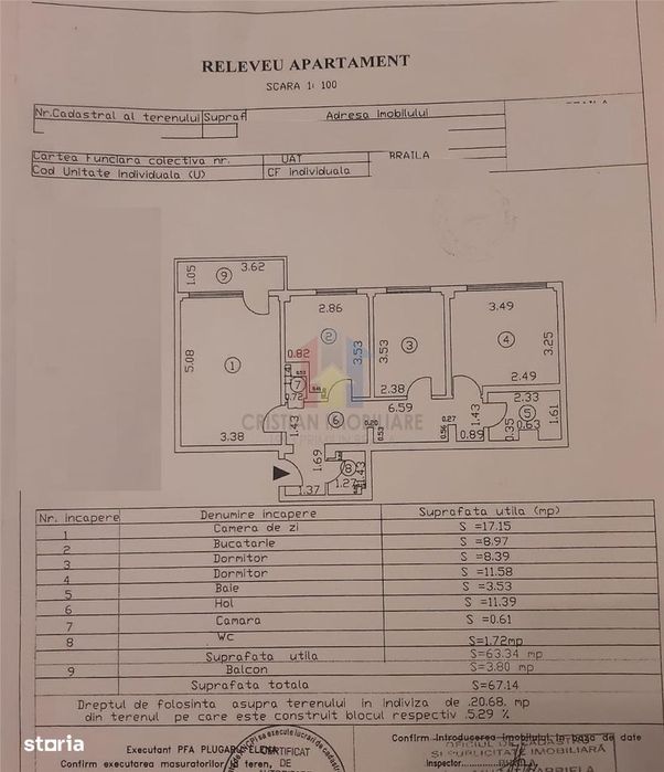 3 camere DECOMANDAT, 67 mp, 2 bai, Viziru 1 - Pistruiatu