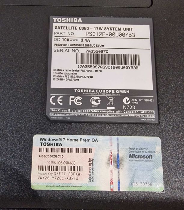 Лаптоп Toshiba Satellite C850