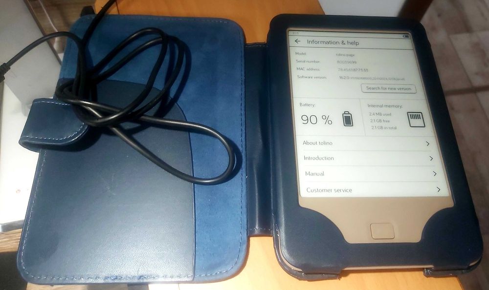 E-book Reader Tolino Page + Husă+cablu