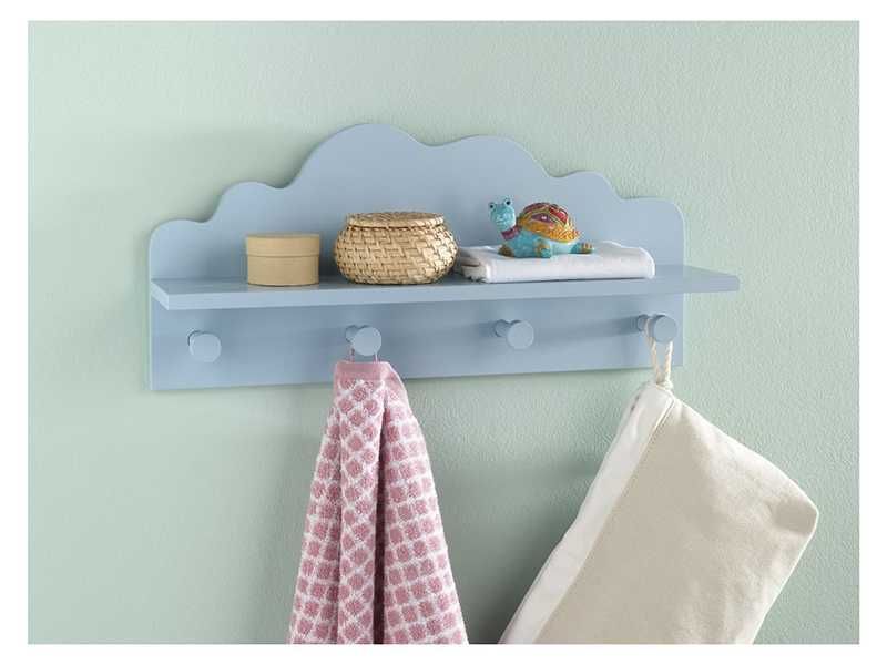 НОВИ! Детска закачалка с рафт 2в1 бял син розов