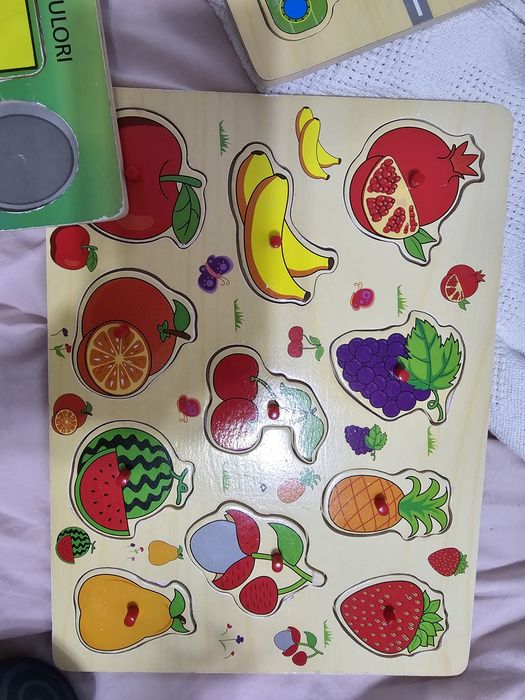 Set lot jucarii puzzle ceas lemn