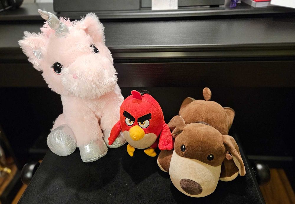 Lot / Set 3 jucarii de plus Catelus Unicorn RED Angry Birds