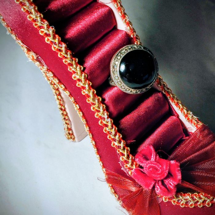 Перстень с черным агатом серебро