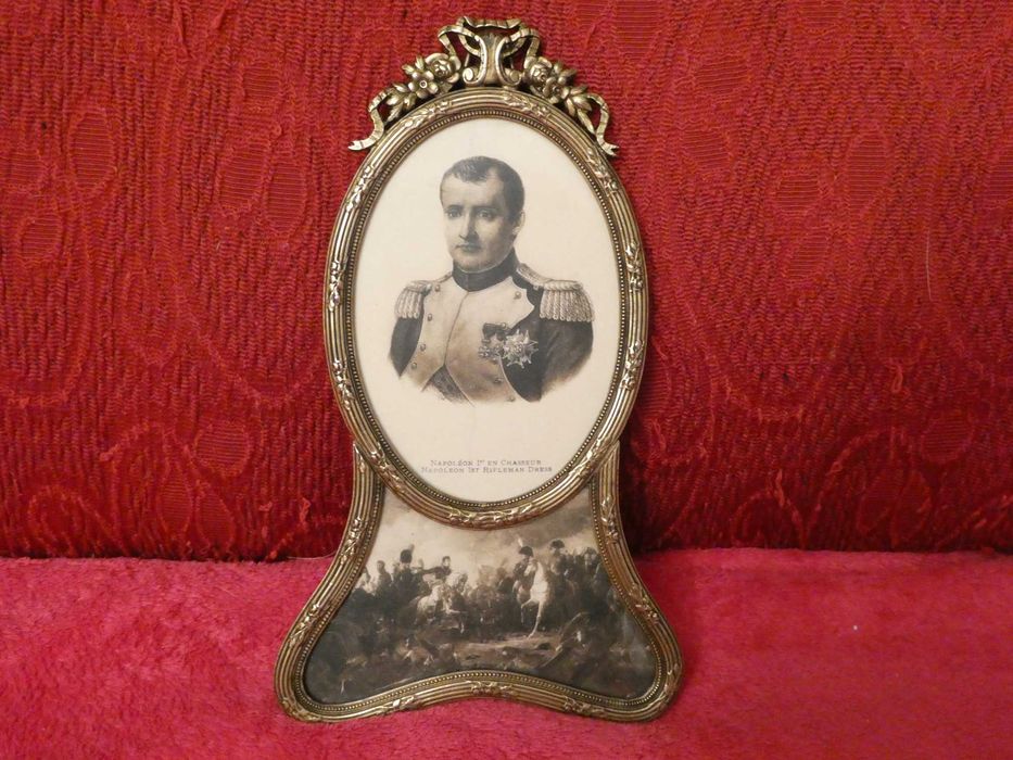 TABLOU Litografie NAPOLEON I +RAMA FOTO Bronz masiv -Style Empire 1800