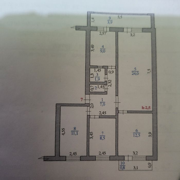 4 бөлмелі квартира, 4-этаж,Универсамда