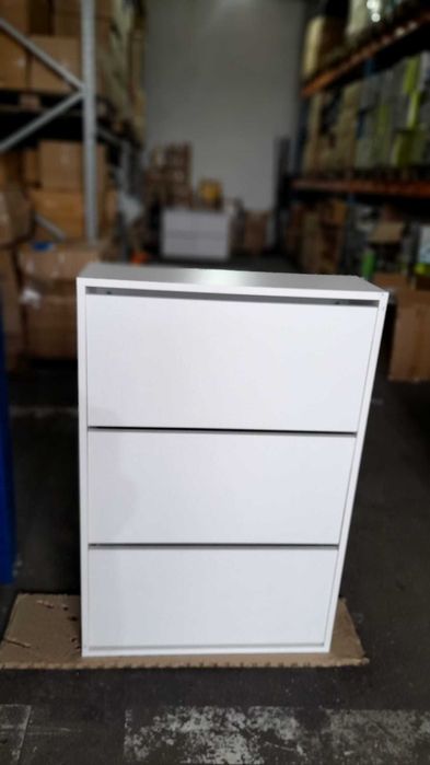 Pantofar alb 3 compartimente rabatabile – slim pentru hol, stare bună