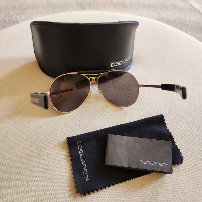 Dsquared2 слънчеви очила aviator метални унисекс големи зелени златист