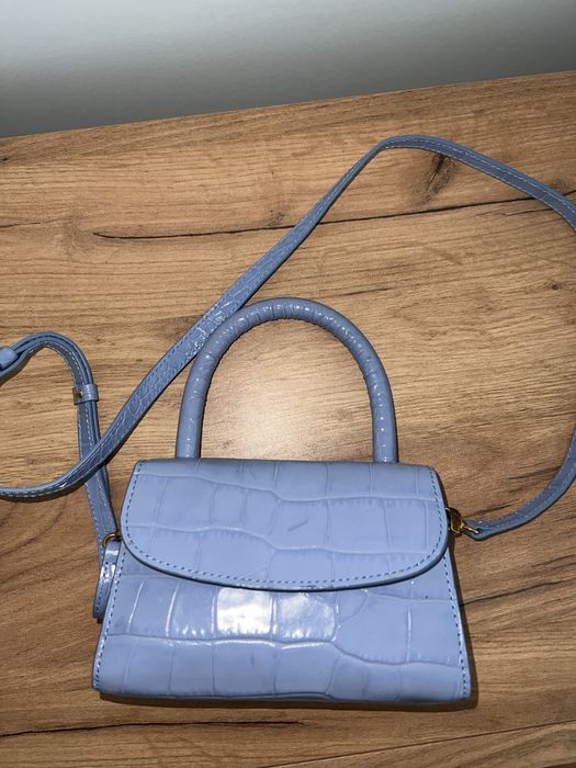 By Far Mini croc embossed leather with detachable long handle