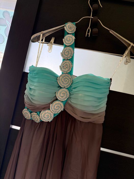 Вечернее платье в пол, нежный градиент, нарядное