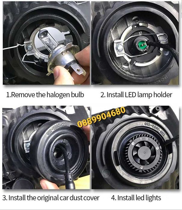 Лед Крушки H4 LED LINE *CANBUS* +  T10 подарък