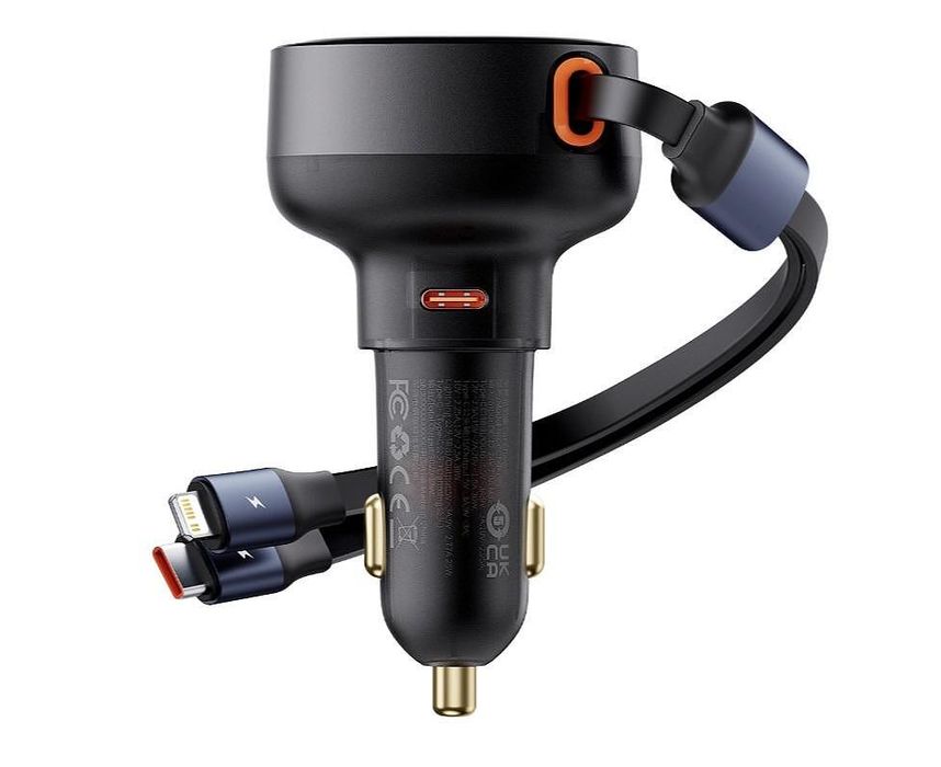 Зарядно устройство за кола baseus enjoyment usb-c с usb-c / lightning