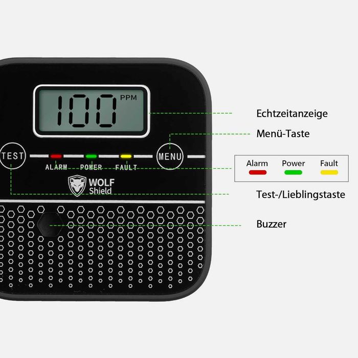 WOLF SHIELD Детектор за въглероден оксид