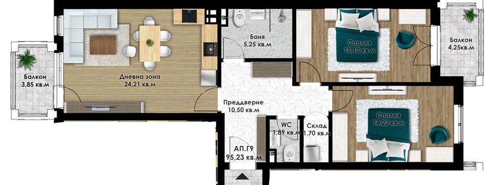 Продава се Тристаен апартамент в Пловдив, Остромила - 110 кв.м за 940 €/кв.м - Снимка #1