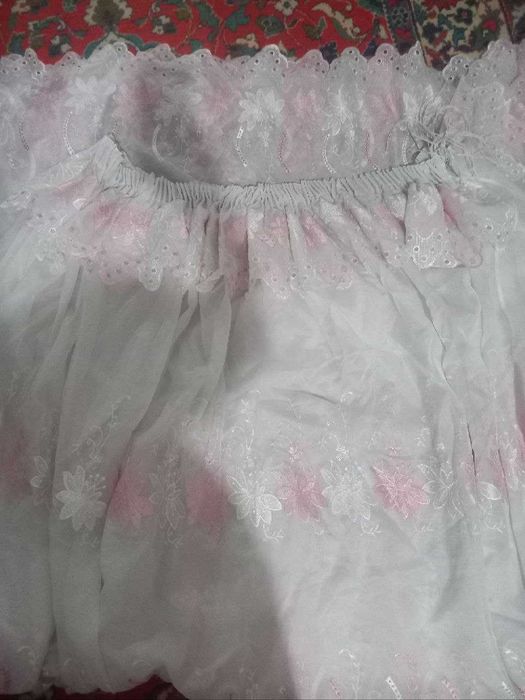 Продам  тюль бело-розовую