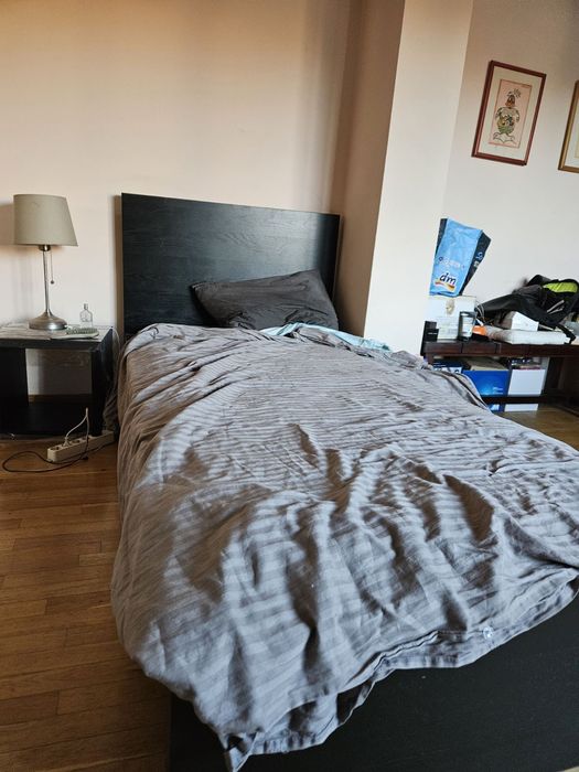 IKEA MALM легло с дървена основа LERÖY и етаржерка KALLAX