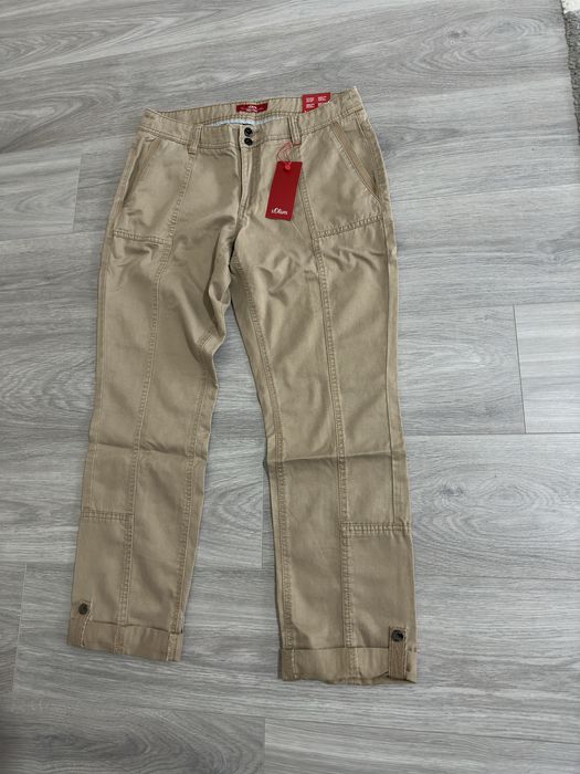 Pantaloni casual S.Oliver de dama, bumbac bej, nr.40