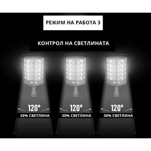 Супер мощна соларна LED лампа 1600W тип Кобра с 10 тела и дистанционно