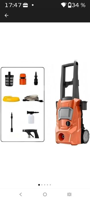 Pistol de spalat cu presiune, 1400 W, 130 bar, 390 l/h, set complet cu