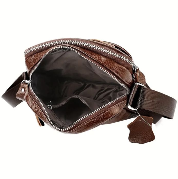 Мъжка изискана кожена чантичка /Черна с широко приложение -10%Промоция