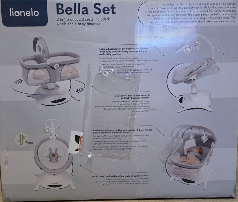 Бебeшka люлка 2 в 1 c кош Lionelo Bella Set