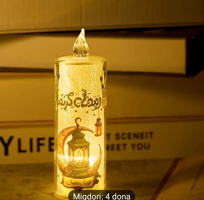 4 dona LED Ramazon Sham Chiroqlari - Batareyka Bilan Ishlaydigan,