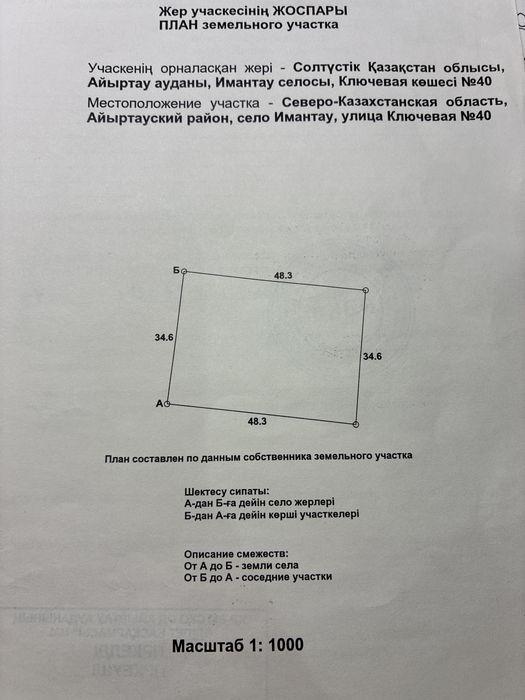 Участок, дом  в Имантау
