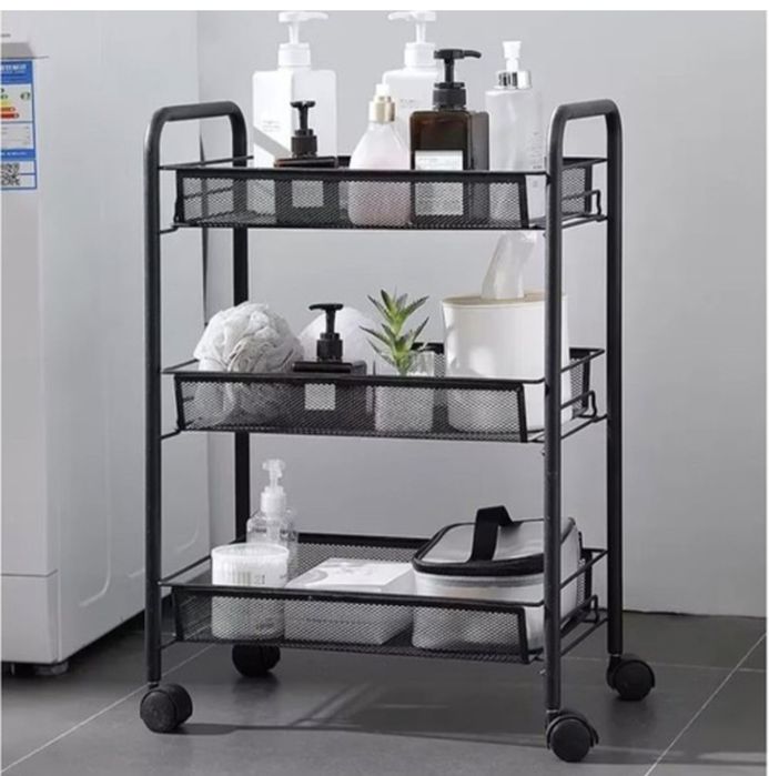 Raft mobil pentru bucatarie, baie, loft, roti rotative la 360°, etajer