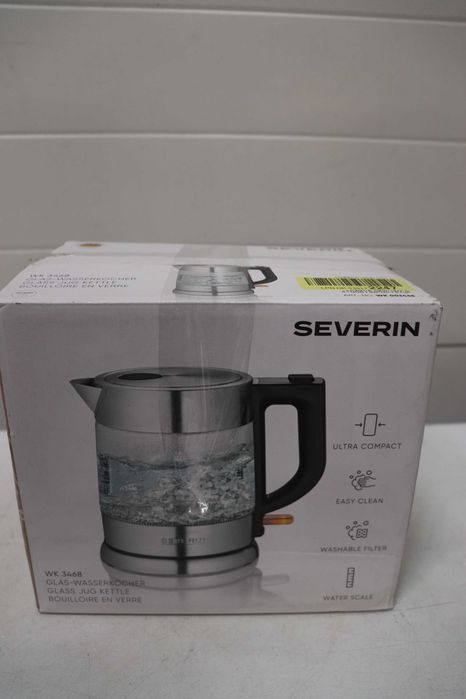 Severin WK 3468 Кана за вода със стъкло, 2200W, 1L, прозрачна/черна