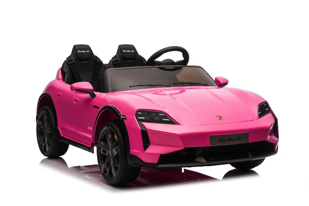 Porsche taycan turbo s 24v – детска акумулаторна кола, розова, 2 места