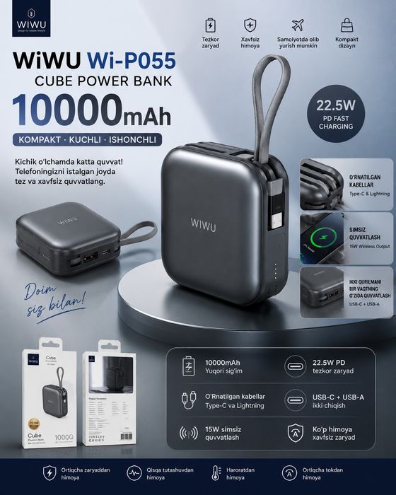 WiWU 10000 mAh mini powerbank