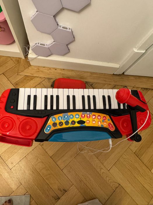 Orga electrica pentru copii, cu stativ, scaun si microfon, LeanToys