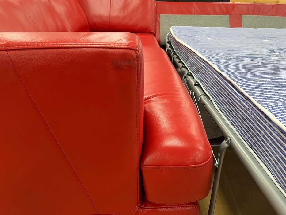 ПРОМОЦИЯ!!! Червен кожен ълов диван "FREYA" с функция легло