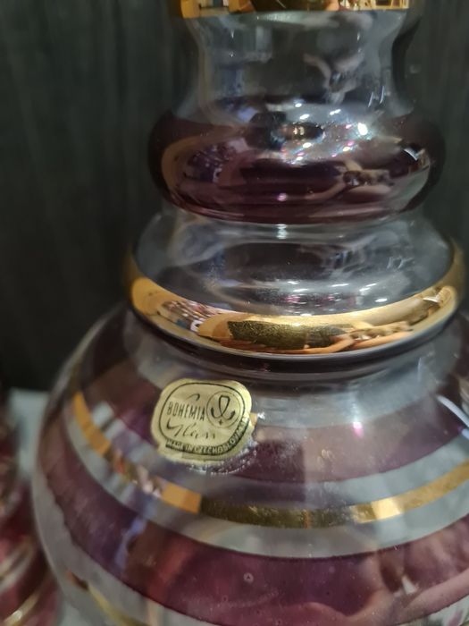 Богемский стеклянный набор, графин и рюмки