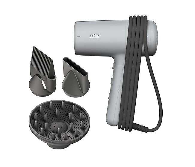 Комплект сешоар за коса Braun HD2.35 BRHD235E с дифузер, гребен и стилизираща дюза, IONTEC, 2200W