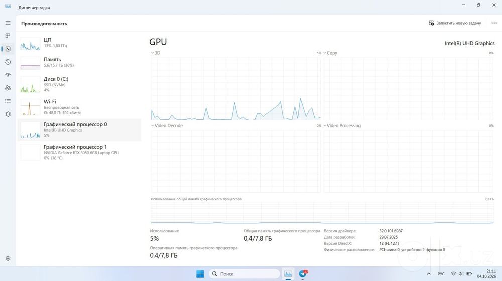 Acer Aspire 7 gaming RTX3050 6GB