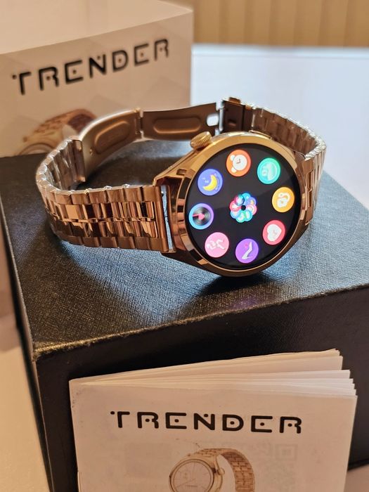 НОВ ! Луксозен Смарт Часовник - TRENDER POCH - Rose Gold  - AMOLED -  Bluetooth Разговори !