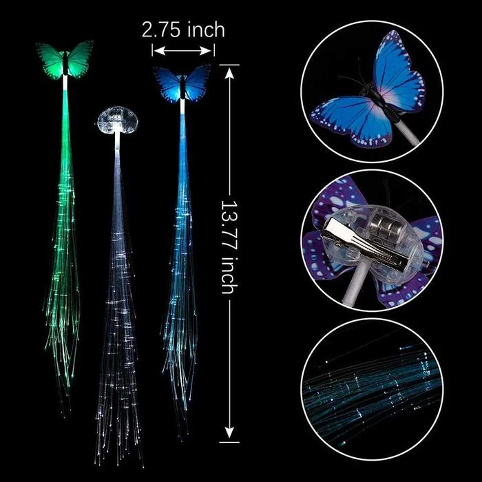 6 бр. светещи кичури за коса за деца