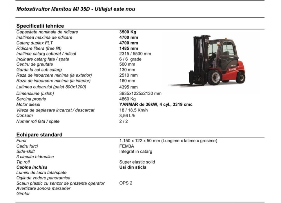 motostivuitor MANITOU MI 35D. - an 2017-1850 ore