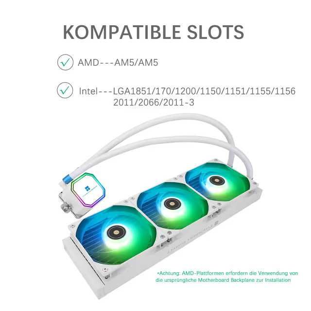 Thermalright 360 мм ARGB AIO охладител за процесор 3x120 мм PWM 2000RPM – Бял