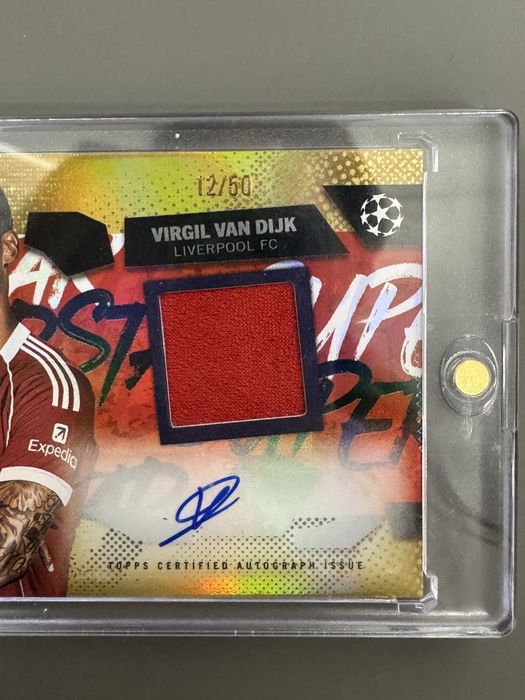 Topps Virgil Van Dijk  Gold Parallell 12/50 Certifed Autograph with Worn Relic  25/26