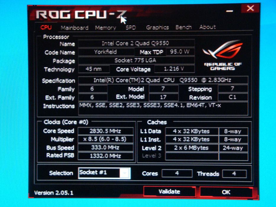 Procesor intel core 2 quad Q9550 2.83 Ghz FSB 1333 12mb cache LGA 775