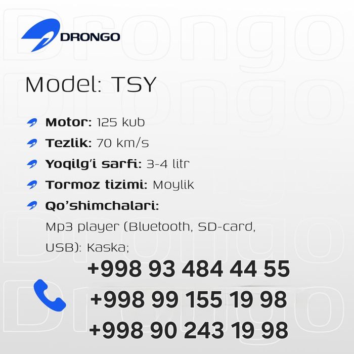 Brend nomi DRONGO  TSY 125kb Benzli skuter