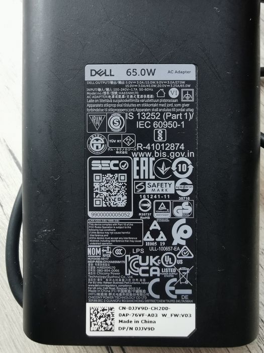 Incarcator pentru laptop Dell de 65W  USB-C.
