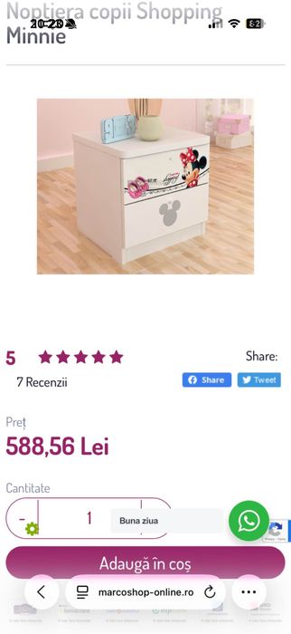 Mobilă cameră fetiță Minnie Mouse – stare foarte bună