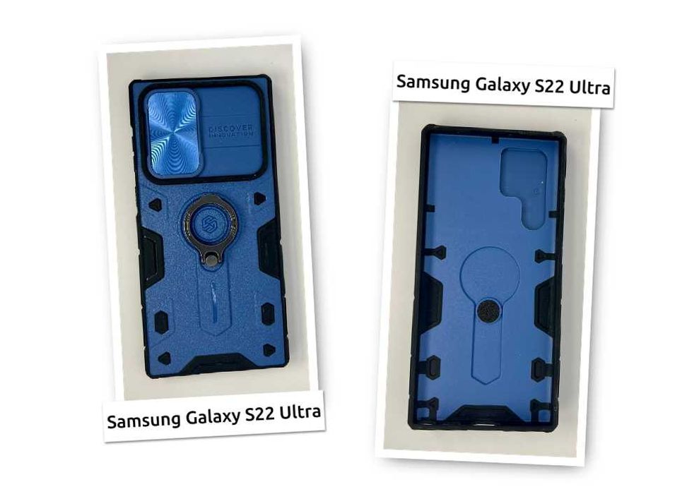 Husă silicon Samsung Galaxy S22 Ultra - CamShield - Inel - Albastru