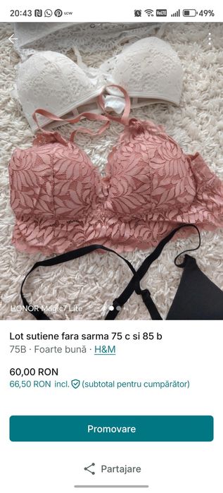 Lot sutiene fara sarma 75 c si 85 b